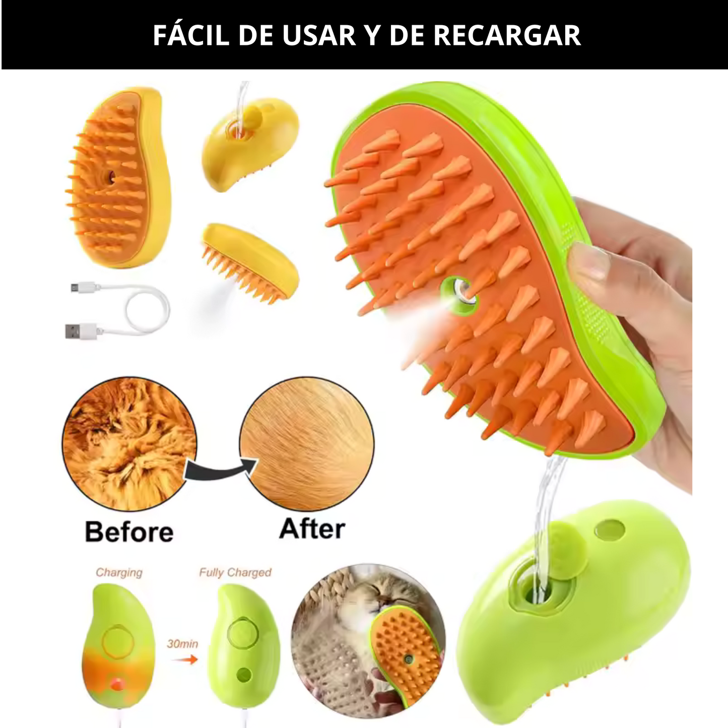 BRUSHING -PET | Peine vaporizador anti-pelusa